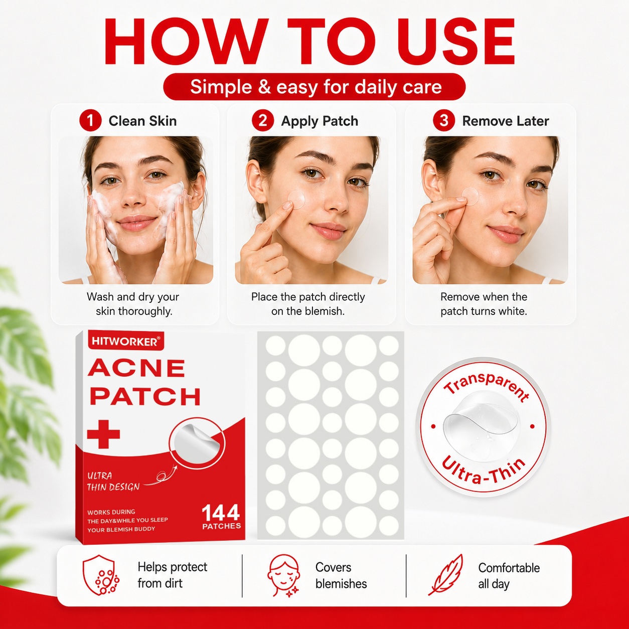 144Pcs Hydrocolloid Acne Pimpl - Skincare Oil Control 评论和价格